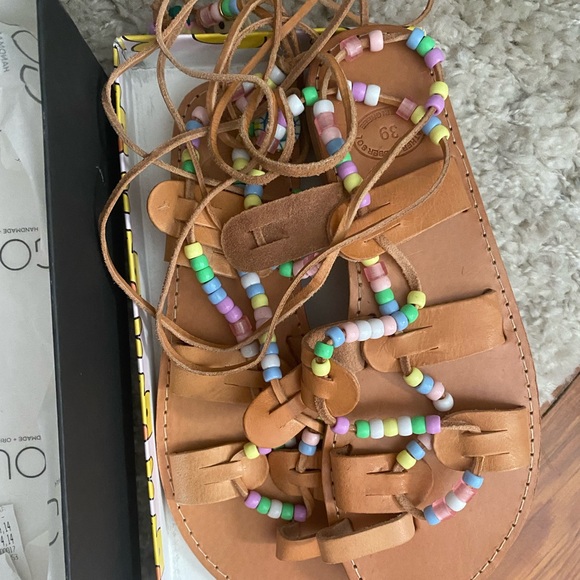 Adorable Pastel Beaded Leather Sandals 🌈 - Picture 2 of 5